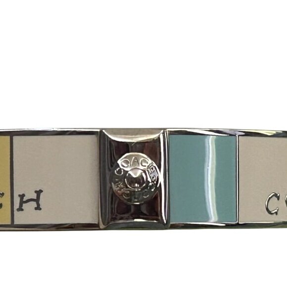 🎄 NWOT 🎀 COACH 🎁 LOGO ENAMEL MULTICOLOR LOGO BANGLE BRACELET 🎁 WITH DUST BAG - Picture 3 of 4